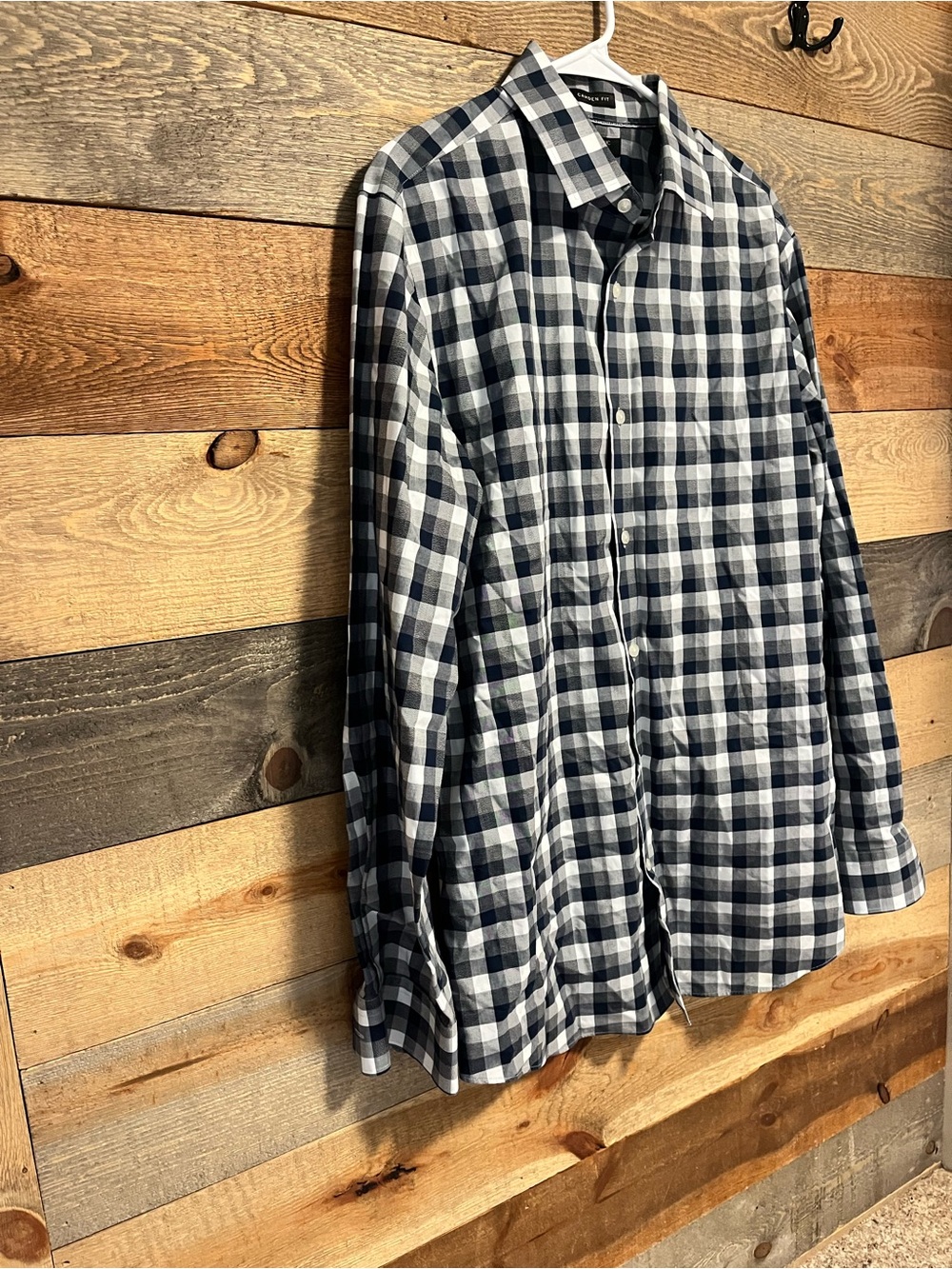 Banana Republic Navy and White Gingham Dress Shirt